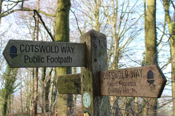 sign post, forest, trees cotswolds